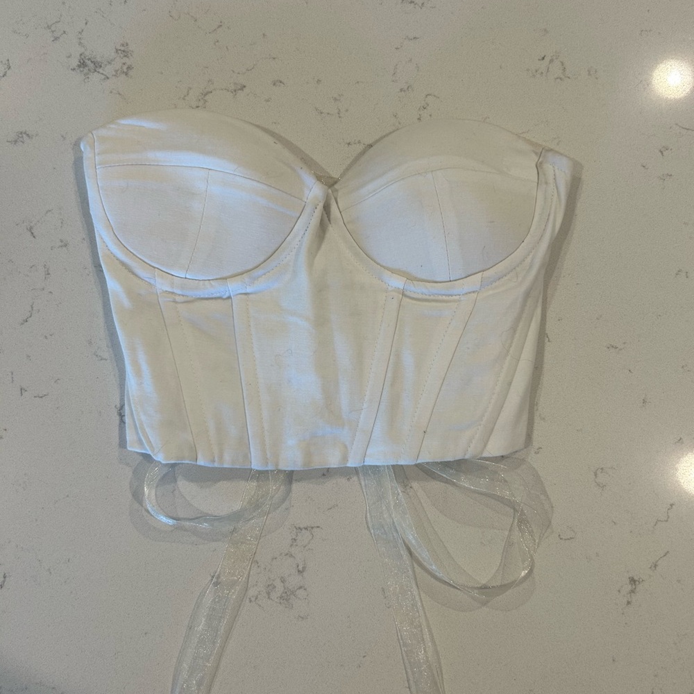 Princess Polly Cropped White Bustier Top, Women’s XS/S